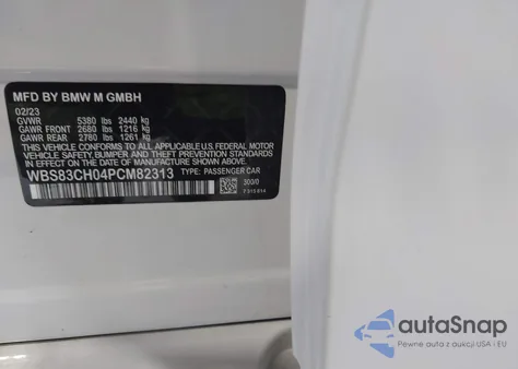 2023 BMW M5 from USA, damaged, VIN WBS83CH00PCL75372